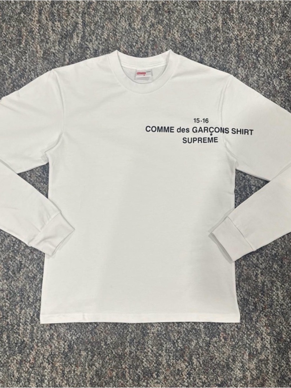 Supreme White Comme des Garçons Shirt Long Sleeve